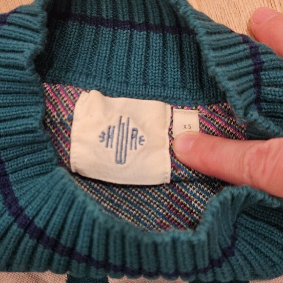 Anthropologie Laine Floral Knit Emerald Green Crew Neck Women's Sweater - Picture 3 of 5